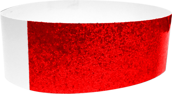 An Adhesive 1" X 10" Sparkle Solid Red wristband