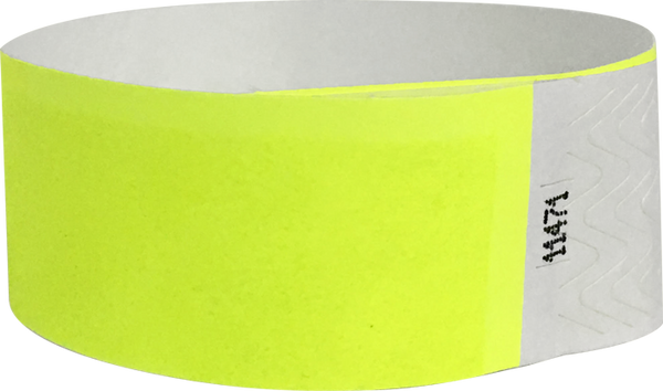 1" Tyvek® Litter Free Glow Neon Yellow Wristband