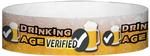 A Tyvek® 3/4" X 10" Drinking Age Verified Beer Glass Red wristband