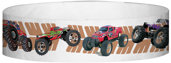 A Tyvek® 3/4" X 10" Monster Truck Multicolored wristband