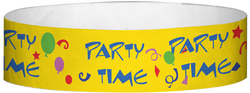 Tyvek® 3/4" x 10" Party Time pattern wristbands
