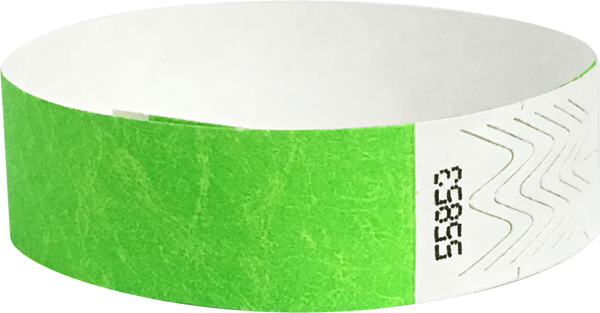 A Tyvek® 3/4" solid Neon Lime wristband