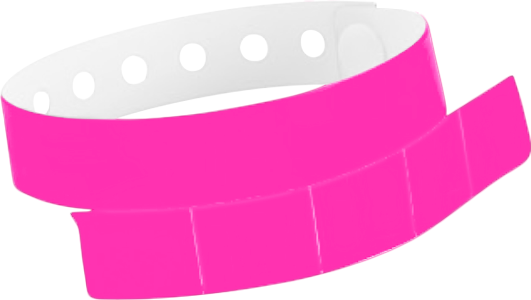 A Vinyl 1 1/4" x 9 1/4" Slim 5-Stub Snapped Solid Neon Pink wristband