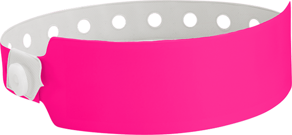 A Vinyl 1" x 10" Wide Face Snapped Solid Pink Glow wristband