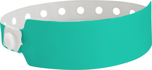 A Vinyl 1" x 10" Wide Face Snapped Solid Teal wristband