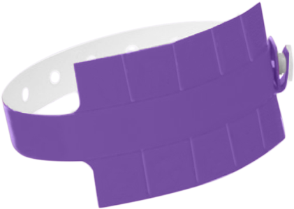 A Vinyl 1 1/4" x 9 1/4" Slim 10-Stub Snapped Solid Purple wristband
