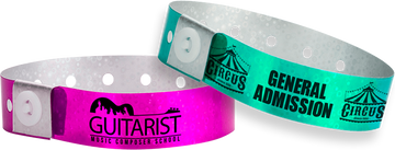 Custom Plastic 3/4" x 10" Holographic One Color Imprint Snapped Wristbands