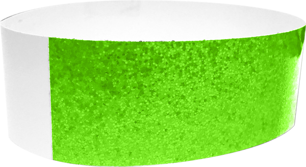An Adhesive 1" X 10" Sparkle Solid Green wristband