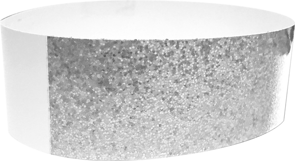An Adhesive 1" X 10" Sparkle Solid Silver wristband