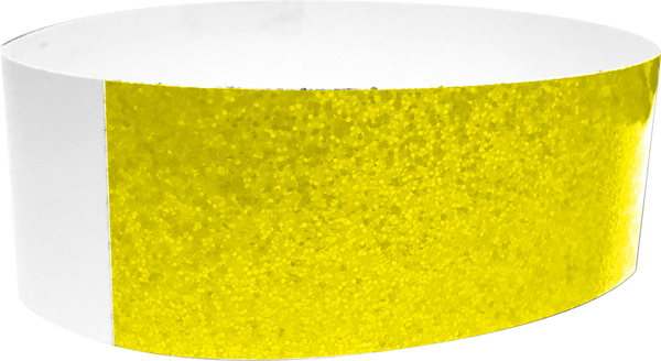 An Adhesive 1" X 10" Sparkle Solid Neon Yellow wristband