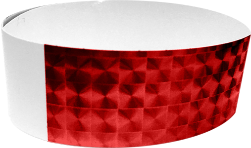 An Adhesive 1" X 10" Techno Solid Red wristband
