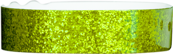 A Plastic 3/4" x 10" Straight Wave Sparkle Snapped Green wristband