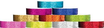 Plastic Sparkle 3/4" x 10", Straight Wave, Snapped Wristbands