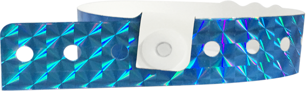 A Plastic 3/4" x 10" Straight Wave Techno Snapped Light Blue wristband