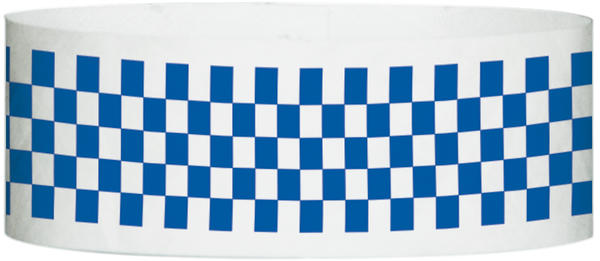 A Tyvek® 1" X 10" Checkerboard Blue wristband