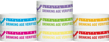 Tyvek® 1" x 10"  Drinking Age Verified pattern wristbands