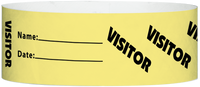 A Tyvek® 1" X 10" Visitor Yellow Glow wristband