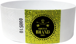 Custom 1-Color 1" Tyvek® Wristbands with 1" Sparkle Strip