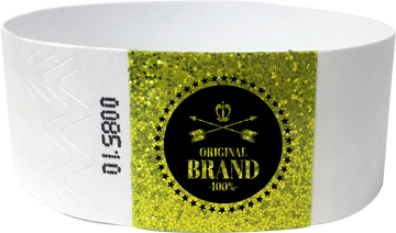 Custom 1-Color 1" Tyvek® Wristbands with 1" Sparkle Strip