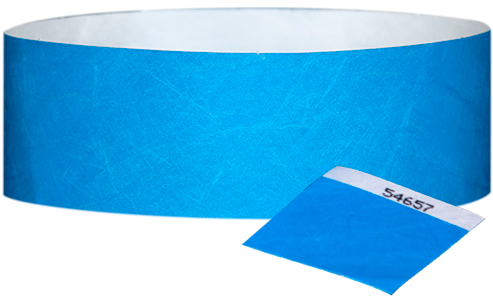 A 1" Tyvek® with stub solid Light Blue wristband
