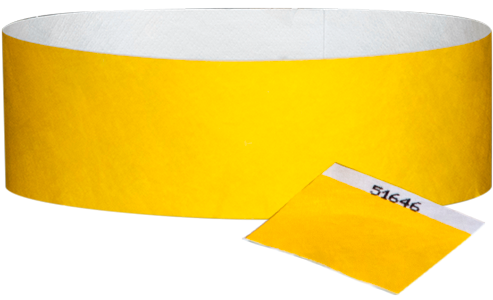 A 1" Tyvek® with stub solid Yellow wristband