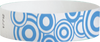 A Tyvek®  3/4" x 10" Sheeted Pattern Blue Disks Light Blue wristband