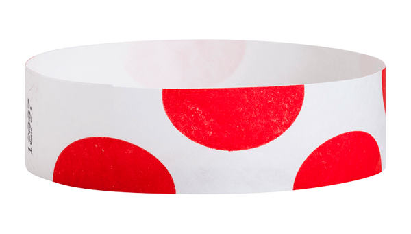 A Tyvek®  3/4" x 10" Sheeted Pattern Half Circles Red wristband