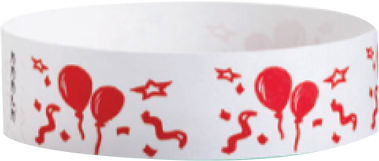 A Tyvek®  3/4" x 10" Sheeted Pattern Balloons Red wristband