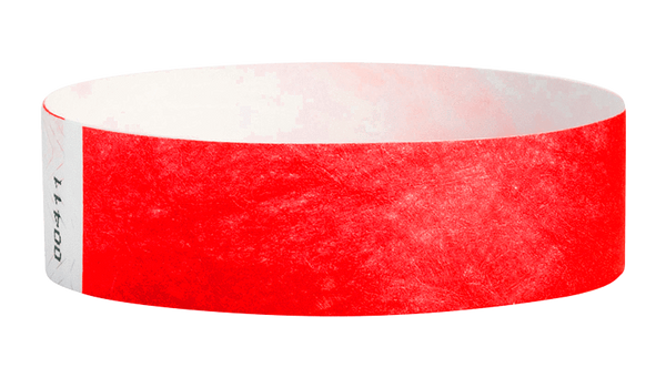A Tyvek®  3/4" x 10" Sheeted Solid Neon Red wristband