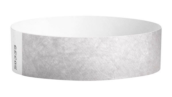 A Tyvek®  3/4" x 10" Sheeted Solid Silver wristband