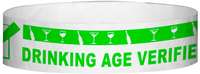 A Tyvek® 3/4" X 10" DAV Drinking Age Verfication Neon Lime wristband