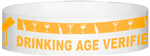 A Tyvek® 3/4" X 10" DAV Drinking Age Verfication Neon Orange wristband