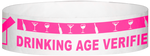 A Tyvek® 3/4" X 10" DAV Drinking Age Verfication Neon Pink wristband