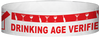 A Tyvek® 3/4" X 10" DAV Drinking Age Verfication Red wristband