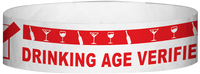 A Tyvek® 3/4" X 10" DAV Drinking Age Verfication Red wristband