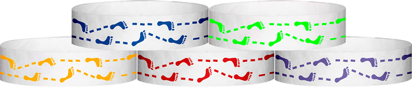 A Tyvek® 3/4" X 10" Foot Prints Wristbands