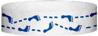 A Tyvek® 3/4" X 10" Foot Prints Blue wristband