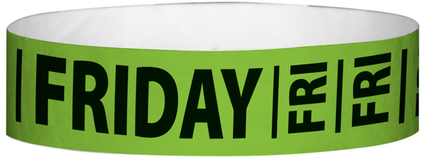 A Tyvek® 3/4" X 10" Friday Neon Lime wristband