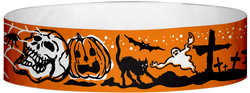 Tyvek® 3/4" x 10" Spooky Halloween pattern wristbands