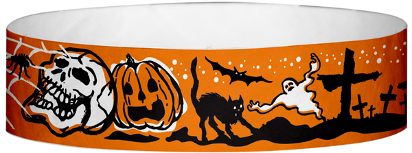 A Tyvek® 3/4" X 10" Spooky Halloween Wristband