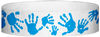 A Tyvek® 3/4" X 10" Hand Prints Light Blue wristband