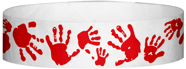 A Tyvek® 3/4" X 10" Hand Prints Red wristband