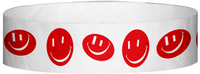 A Tyvek® 3/4" X 10" Happy Face Red Wristband