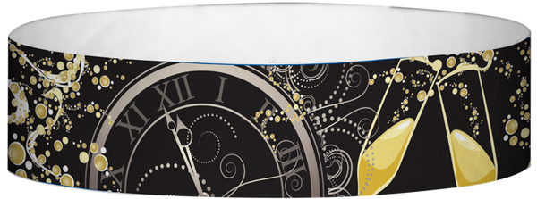 A Tyvek® 3/4" X 10" New Years Clock Wristband