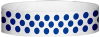 A Tyvek® 3/4" X 10" Polka Dot Blue wristband