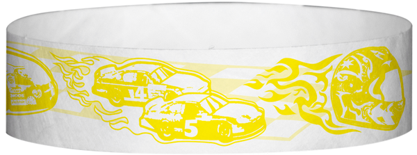 A Tyvek® 3/4" X 10" Race Track Yellow wristband