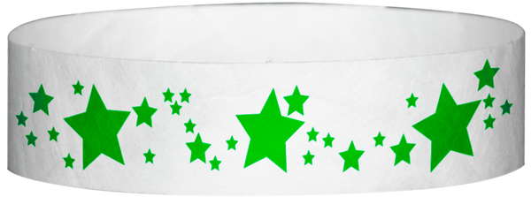 A Tyvek® 3/4" X 10" Stars Neon Lime wristband