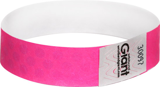 Tyvek® 3/4" x 10" Polka Dot Radiance Neon Pink wristbands