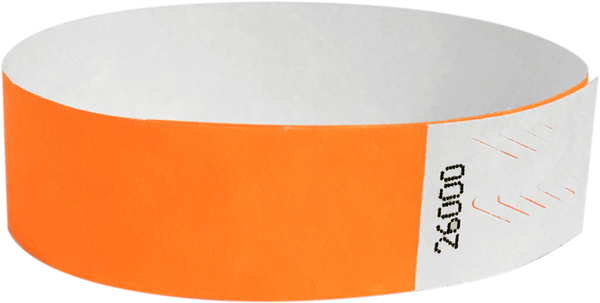 A Tyvek® 3/4" solid Neon Orange wristband