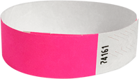 A Tyvek® 3/4" solid Neon Pink wristband
